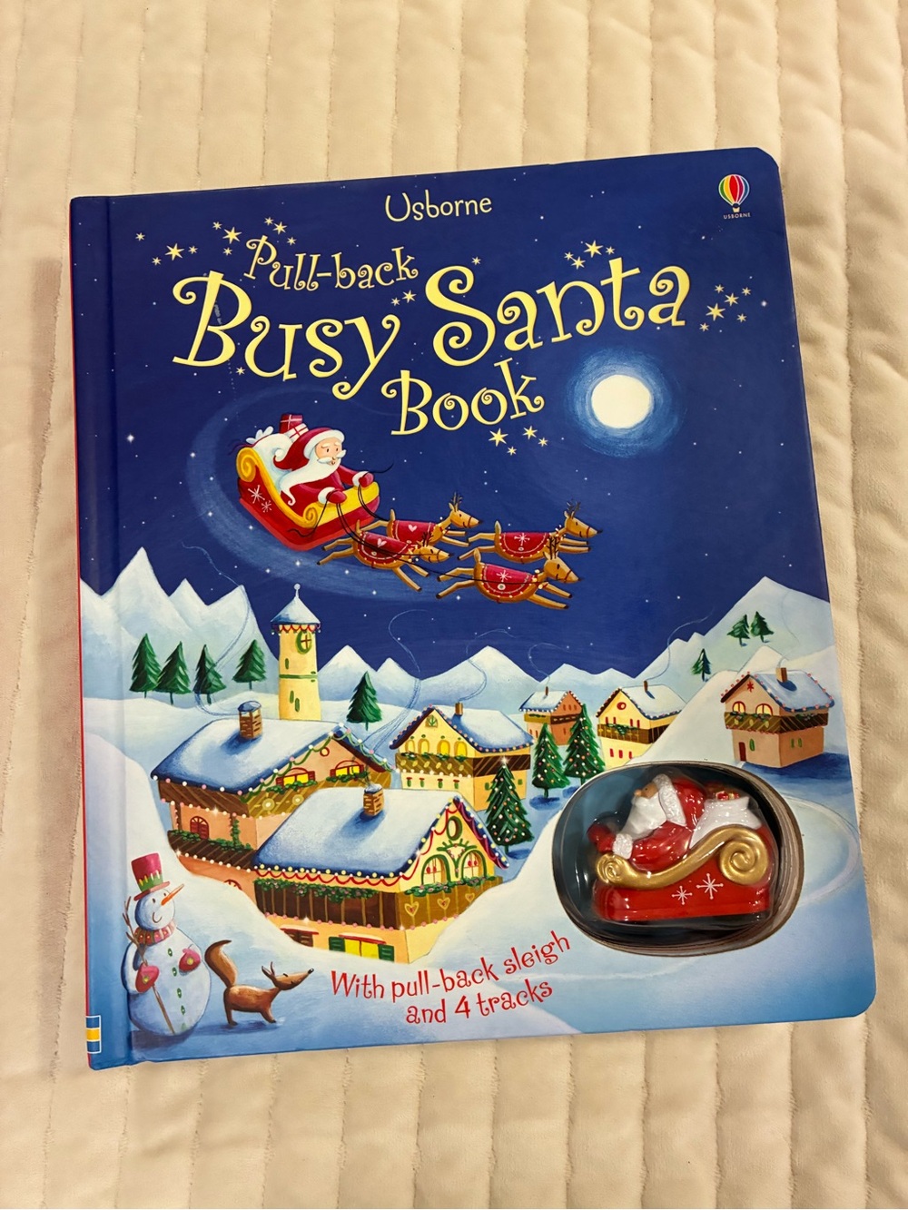 Usborne Pull-back Busy Santa Book - Navy Blue with Red Sleigh